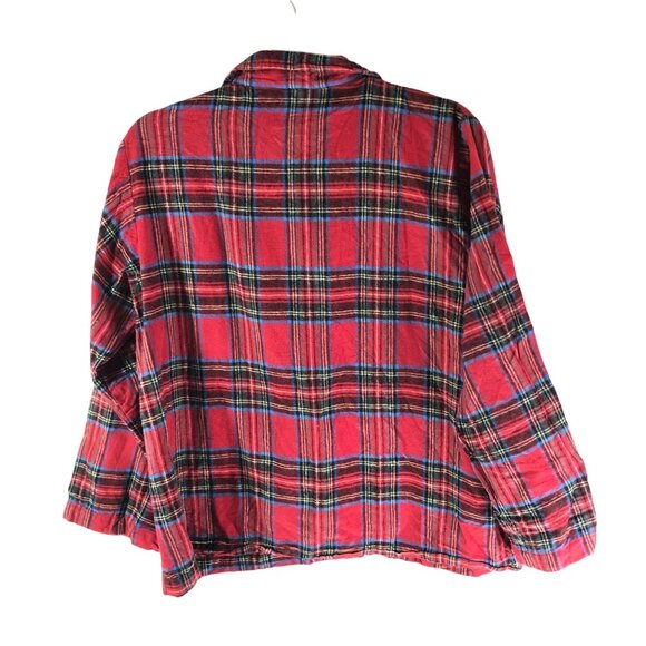 The Vermont Country Store Womens Plaid Red Flannel Shirt Pajama Top Size M - Picture 2 of 3